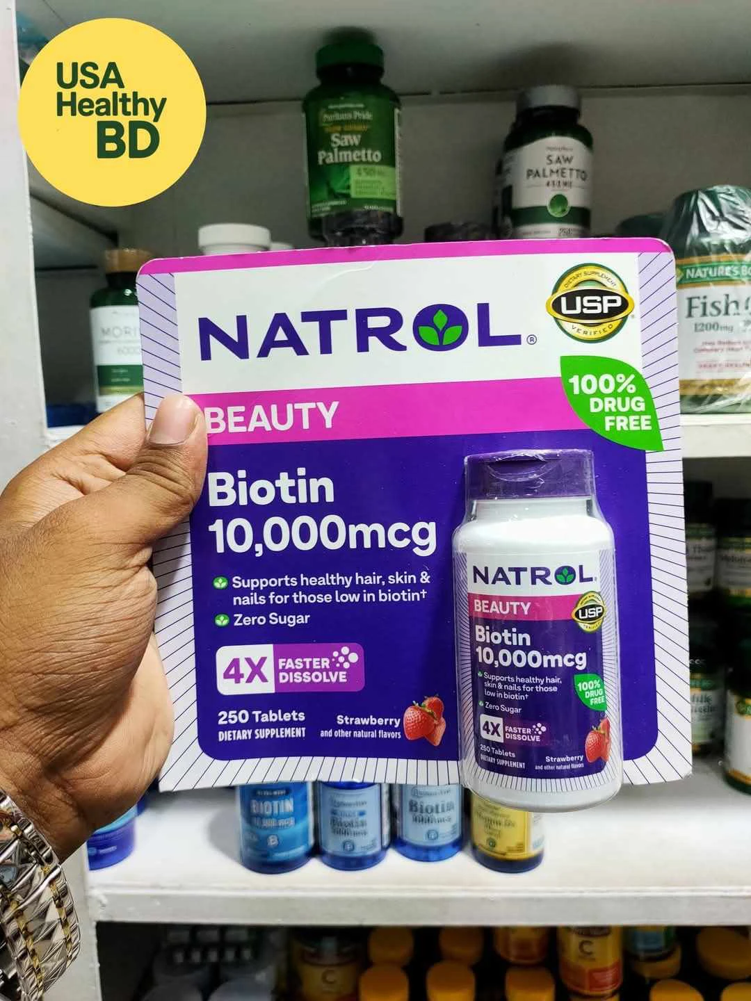 Natrol Biotin 10,000 mcg. Fast Dissolve Tablets, 250 count